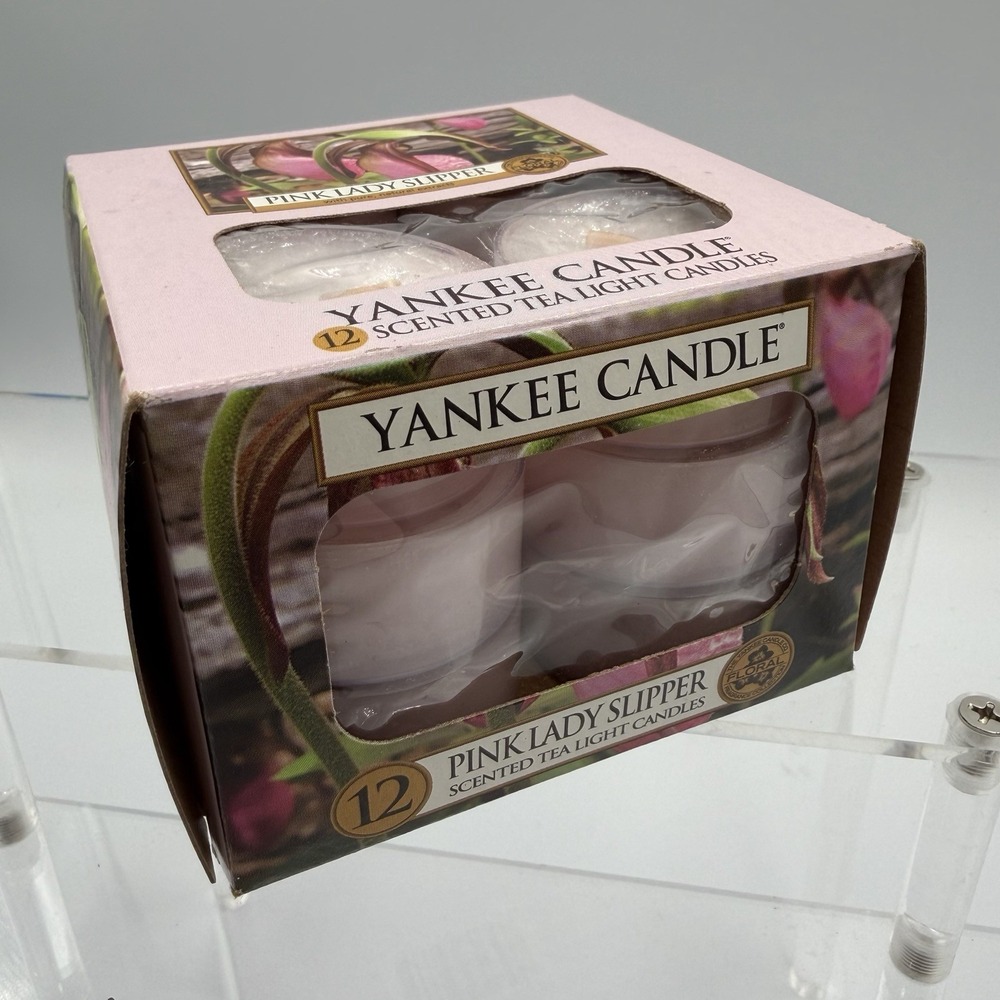 Retired Yankee Candle Pink Lady Slipper One Box of 12 SCENTED TEA LIGHT Candles